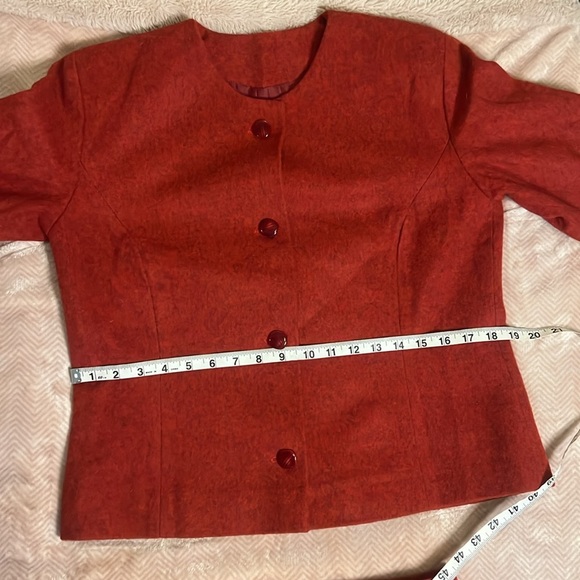 Adorable vintage red felt women’s skirt and blazer suit MINT est size 8 - Picture 8 of 16